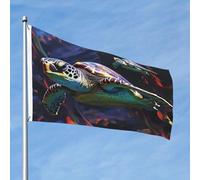 Un drapeau coloré de tortue de mer tropicale 6 x 0,9 m, double face, ne se décolore pas, drapeau de bienvenue avec bannière extérieure en laiton pour décoration de cour, porche, pelouse