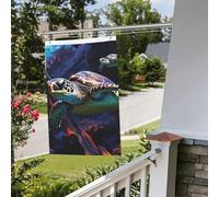 Un drapeau coloré de tortue de mer tropicale de 0,6 x 0,9 m, pour extérieur et intérieur, printemps, été, automne, hiver, drapeaux de jardin avec œillets verticaux double face pour décorations de cour