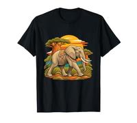 Un éléphant d'Afrique Passe Devant Un Disque Solaire T-Shirt