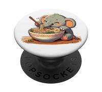 Un éléphant Mignon Mange des Nouilles Ramen Elephant Ramen PopSockets PopGrip Adhésif