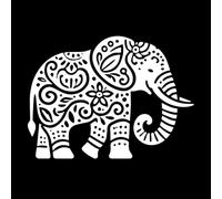 un éléphant stylisé entouré de fleurs de feuillage et de petits détails comme des nuages Stickers muraux 60.8x82.2cm Modification et ajout d'informations possibles Blanc