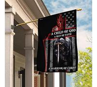 Un Enfant De Dieu. Un Homme De Foi. Un Guerrier Du Christ. Drapeau De Jardin Coupe-Vent Et Étancheune Drapeau De Décoration Supérieure Drapeaux De Pirate Décoration Pour Maison Balcon Patio M