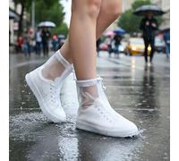 Un ensemble de 2 couvre-chaussures imperméables avec fermetures éclair, protecteurs de bottes de pluie en PVC réutilisables, lavables à la main, résistants à l'usure et antidérapants, convenant aux ho