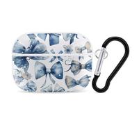 Un ensemble de coques pour AirPod Pro avec nœuds bleus, coque rigide anti-rayures en polycarbonate avec porte-clés, accessoires pour AirPod Pro 2e/1ère coque pour homme et femme, style blanc