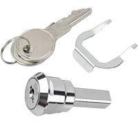 Un ensemble de serrures universelles en acier inoxydable argenté pour boîte à outils, boîte à outils en fer, tiroir, déverrouillage rotatif à 180° (1 languette de fixation et 2 clés, 1 cylindre)