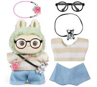 Un ensemble de vêtements pour poupée Labubu (sans poupée), accessoires au crochet faits à la main pour poupées Labubu d'environ 17 cm, tenue de qualité supérieure - Vêtements mignons pour se déguiser