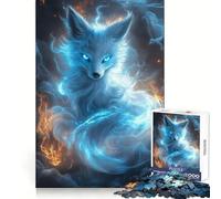 Un Esprit Renard Flottant aux Yeux Bleus Brillants et Un Puzzle Magique de 1000 pièces pour Adultes, Impression de qualité, Jeu de société, Cadeau du Père Noël (38x52cm)