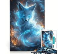 Un Esprit Renard Flottant aux Yeux Bleus Brillants et Un Puzzle Magique de 1000 pièces pour Adultes, Impression de qualité, Jeu de société, Cadeau du Père Noël (38x52cm)