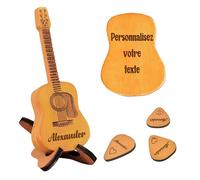 Un étui à Médiators en Cuir Personnalisé, Gravé de Votre Logo/Nom, est un Cadeaux personnalisés Pour les Passionnés de Guitare, les Petits Amis, les Jeunes Diplômés, la Fête des Pères et Noël (Bois)