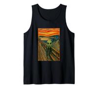 Un Extraterrestre Vert dans Le cri par Edvard Munch Funny Alien UFO Débardeur