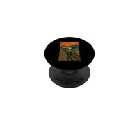 Un Extraterrestre Vert dans Le cri par Edvard Munch Funny Alien UFO PopSockets PopGrip Adhésif
