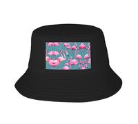 Un flocage de flamants roses chapeau cloche adulte chapeau de protection solaire chapeau de pêcheur chapeau de pêcheur imprimé casquette de pêche pour femmes hommes noir