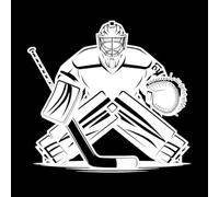 Un gardien de hockey se prépare à repousser l'attaque de l'adversaire Stickers muraux en vinyle 54.6x59cm Ne se décolle pas Blanc