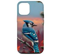 Un geai Bleu Automne crépuscule Neige pins Arbres Faune Nature Art Coque pour iPhone 12/12 Pro