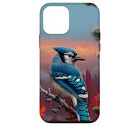 Un geai Bleu Automne crépuscule Neige pins Arbres Faune Nature Art Coque pour iPhone 12 Mini
