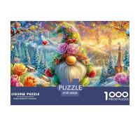 Un GNOME Orné de Fleurs dans Un Paysage de Féérie Hivernale Puzzle De 1000 Pièces Christmas Style Idéal pour Le Cadeau d'anniversaire Et De Noël 38x26cm/1000pcs