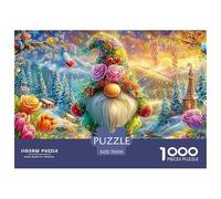 Un GNOME Orné de Fleurs dans Un Paysage de Féérie Hivernale Puzzle De 1000 Pièces Christmas Style Jouet Éducatif pour Enfants De 12 Ans Et Plus Et Adultes 70x50cm/1000pcs