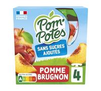 Un goûter fruité pour les petites mains curieuses - Compotes pomme brugnon sans sucres ajoutés POM'POTES - Lot de 4