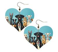 Un grand groupe de chiens boucles d'oreilles en cuir pour femme boucles d'oreilles en forme de cœur boucles d'oreilles pendantes légères bijoux cadeaux, One Size, Pas de gemme