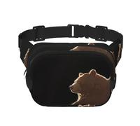 Un grand ours marron imprimé sac banane multifonctionnel sac messager unisexe tendance sac de rangement voyage sport