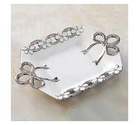 Un grand plat de fruits, Plateau de rangement for fruits secs, noix binaurales, décoration table basse for collations, Noël, Thanksgiving, bols à(Silver,Rectangle)