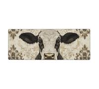 Un grand tapis de souris en forme de vache noire et blanche avec base en caoutchouc antidérapant étendue avec bords cousus, grand tapis de souris de jeu, PC, ordinateur de bureau 30 x 80 cm
