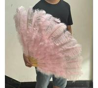 Un grand ventilateur d'autruche, Éventail de plumes d'autruche duveteuses multicolores 100 cm, lot de 1(025 leather pink,1 PCS Right hand)