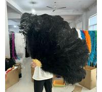 Un grand ventilateur d'autruche, Éventail en plumes d'autruche, accessoire de performance et de décoration, multicolore, 70/100/130 cm(14 Black,100CM 2PCS)