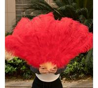 Un grand ventilateur d'autruche, Éventail pliable en plumes d'autruche, 13 branches, multicolore, 90-130 cm, for spectacle sur scène, mariage(Red,Big Fan 1Pcs)