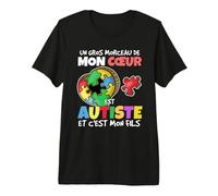 Un Gros Morceau De Mon Coeur Est Autiste Et Cest Mon Fils T-Shirt Haut de Gamme