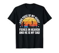 Un gros morceau de mon cœur est pêché au paradis, papa, pêche commémorative T-Shirt