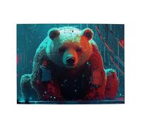 Un gros ours se posant sur le sol avec les deux mains Puzzle en bois de 500 pièces pour adultes Puzzle difficile pour taille de jeu 38,1 x 50,1 cm