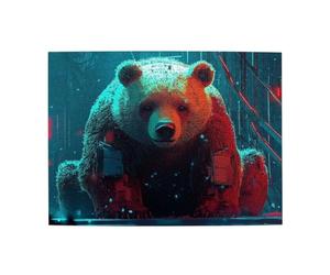 Un gros ours se posant sur le sol avec les deux mains Puzzle en bois de 500 pièces pour adultes Puzzle difficile pour taille de jeu 38,1 x 50,1 cm