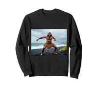 Un guerrier maori féroce danse sur une plage volcanique noire Sweatshirt