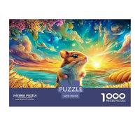 Un Hamster se Tient dans Le blé sous Un Ciel Cosmique Puzzle De 1000 Pièces Cochon d'Guinée Mignon Puzzles Classiques pour Toutes Les Âges 70x50cm/1000pcs