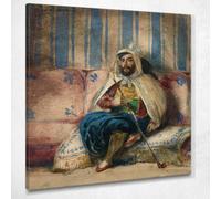 Un homme en costume oriental fume sur un canapé Eugène Delacroix, edx2 Tableau imprimé sur toile, 130 x 117 cm