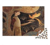 Un Homme présente Un Plat doré Cadeau Unique Décoration Intérieure Un Oiseau de feu s'envole du Plat Jeu ÉduChatif Challenge Toy Adultes & Enfants des 14 Ans 1000pcs (75x50cm)