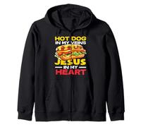 Un hot dog dans mes veines Jésus dans mon cœur Un amateur de hot dogs Sweat à Capuche
