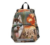 Un husky cool portant des lunettes de soleil explore la forêt primitive sac à dos pour enfants pour tout-petits, sac à dos pour enfants pour garçons et filles, sac de voyage pour maternelle maternelle