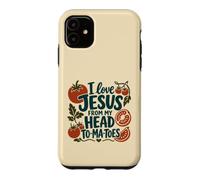Un Jeu de Mots chrétien à la Tomate « J'aime Jésus vu de ma tête » Coque pour iPhone 11