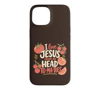 Un Jeu de Mots chrétien à la Tomate « J'aime Jésus vu de ma tête » Coque pour iPhone 15