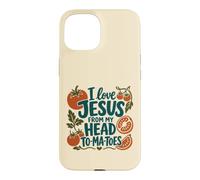 Un Jeu de Mots chrétien à la Tomate « J'aime Jésus vu de ma tête » Coque pour iPhone 15