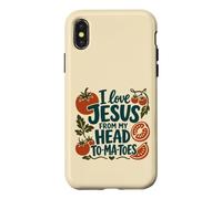 Un Jeu de Mots chrétien à la Tomate « J'aime Jésus vu de ma tête » Coque pour iPhone X/XS