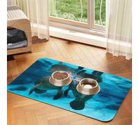 Un Joli Baiser Amoureux des lamantins,Tapis d'alimentation pour Animaux de Compagnie, Sets de Table en Cuir PU pour Chats et Chiens,40x60cm