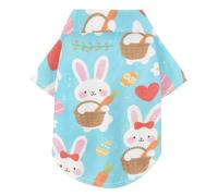 Un joli polo d'été pour chien avec motif lapin blanc, boutonné, léger et respirant, parfait pour un usage quotidien et des séances photo