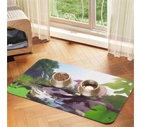 Un joli tapis d'alimentation en cuir absorbant pour chien et chat - Imperméable - Ne tache pas - Séchage rapide - Antidérapant - 45 x 30 cm