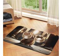 Un joli tapis d'alimentation pour petit chat - En cuir absorbant - Imperméable - Pas de taches - Séchage rapide - Antidérapant - 45 x 30 cm