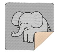 Un joli tapis de gymnastique pliable pour bébé avec motif éléphant de dessin animé gris et tapis d'activités pour le sol résistant à l'eau pour bébé tout-petit nourrisson, 127 x 127 cm