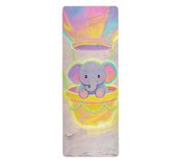 Un joli tapis de yoga imprimé éléphant gris dessin animé pour l'entraînement à la maison pour le sol, antidérapant, serviette pour tapis de yoga avec sac pour transporter tapete para ejercicio 180,3 x