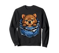 Un Joli Wombat jetant Un Coup d'œil dans Une Poche en Jean Sweatshirt
